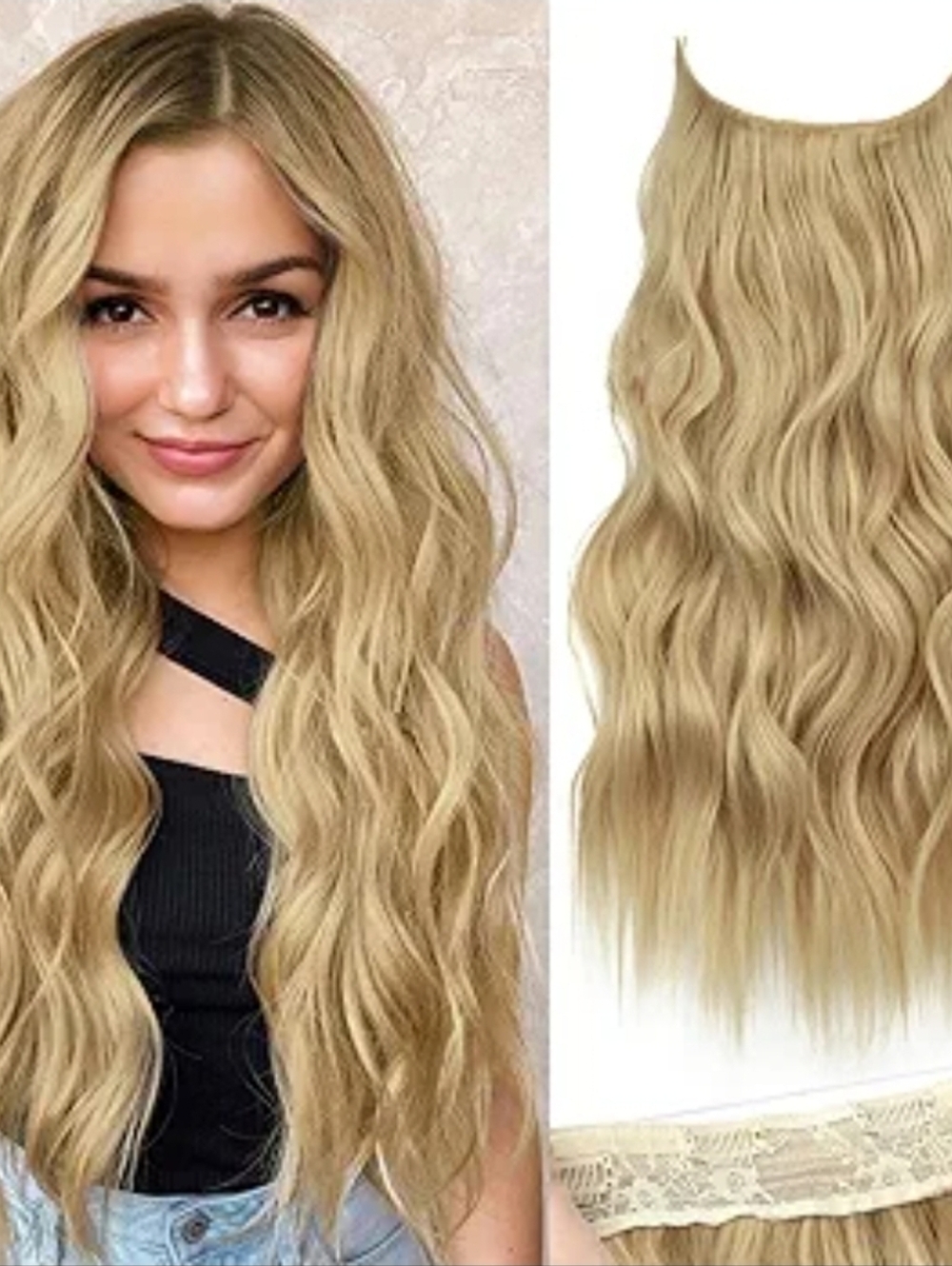 Blonde Wavy Clip-In Hair Extensions - Natural Blonde 20 Inch